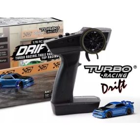   Turbo Racing  1:76  Nissan Skyline RTR Drift micro távirányítós autómodell (kék)