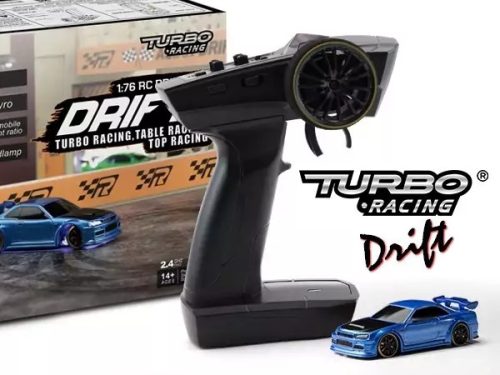Turbo Racing  1:76  Nissan Skyline RTR Drift micro távirányítós autómodell (kék)
