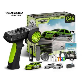   Turbo Racing 1:76 Mitsubishi Lancer Evo VII Drift, RTR micro távirányítós autómodell (metál zöld)
