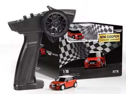 Turbo Racing 1:76  Liszenszelt Mini Cooper RTR micro távirányítós autómodell  (piros)