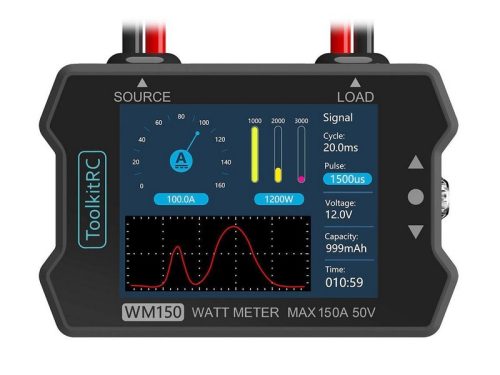 (Rendelésre) ToolkitRC WM150  Watt Meter 150A (akku, szervó tesztelő, watt mérő műszer)