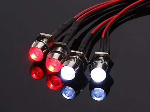  LED világítás foglalattal (2db 5mm fehér és 2db 5mm piros)
