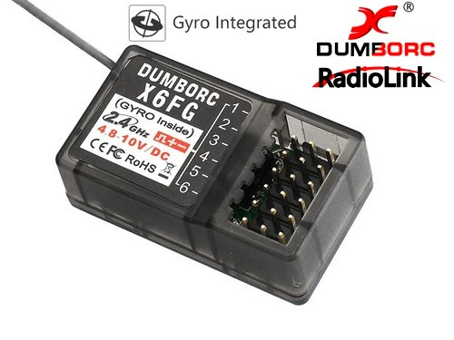 DumboRC (Radiolink) X6FG giroszkópos, 6 csatornás FHSS vevő  (X4, X6-hoz)