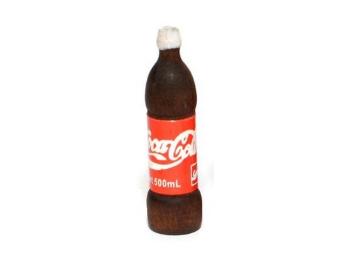 Élethű retró 0,5l Coca Cola üveg makett fából 1db