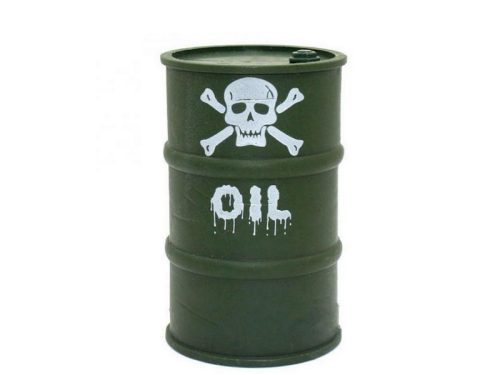 Élethű halálfejes zöld olajos hordó makett 85mm 1db