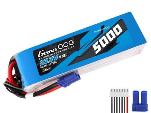 Gens Ace 5000mAh 6S1P 22.2V 45C Lipo akku (RENDELÉSRE) 