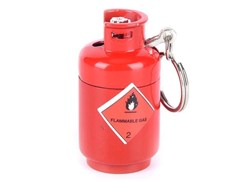 Mini gázpalack öngyújtó, kulcstartó (piros)