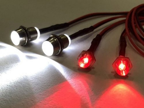  LED világítás foglalattal (2db 5mm fehér és 2db 3mm piros)