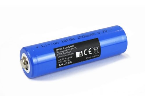Li-Ion 18650 akku 1S 3,7V  2500mAh 9,25 Wh