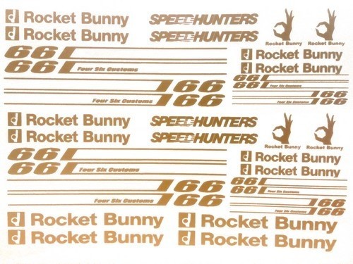 1:10 Szponzor matrica arany 1db ( Rocket Bunny, Speed Hunters..) 20x14cm