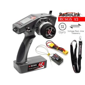   Radiolink RC6GS V3, 7 csatornás, telemetriás, giroszkópos  2.4GHz pisztoly távirányító vevővel